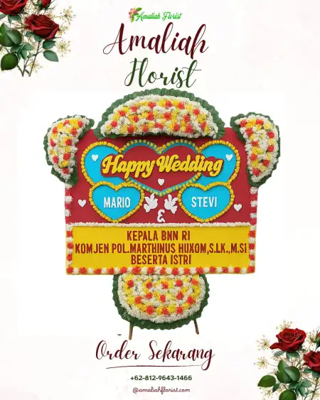 Papan Bunga Pernikahan Les